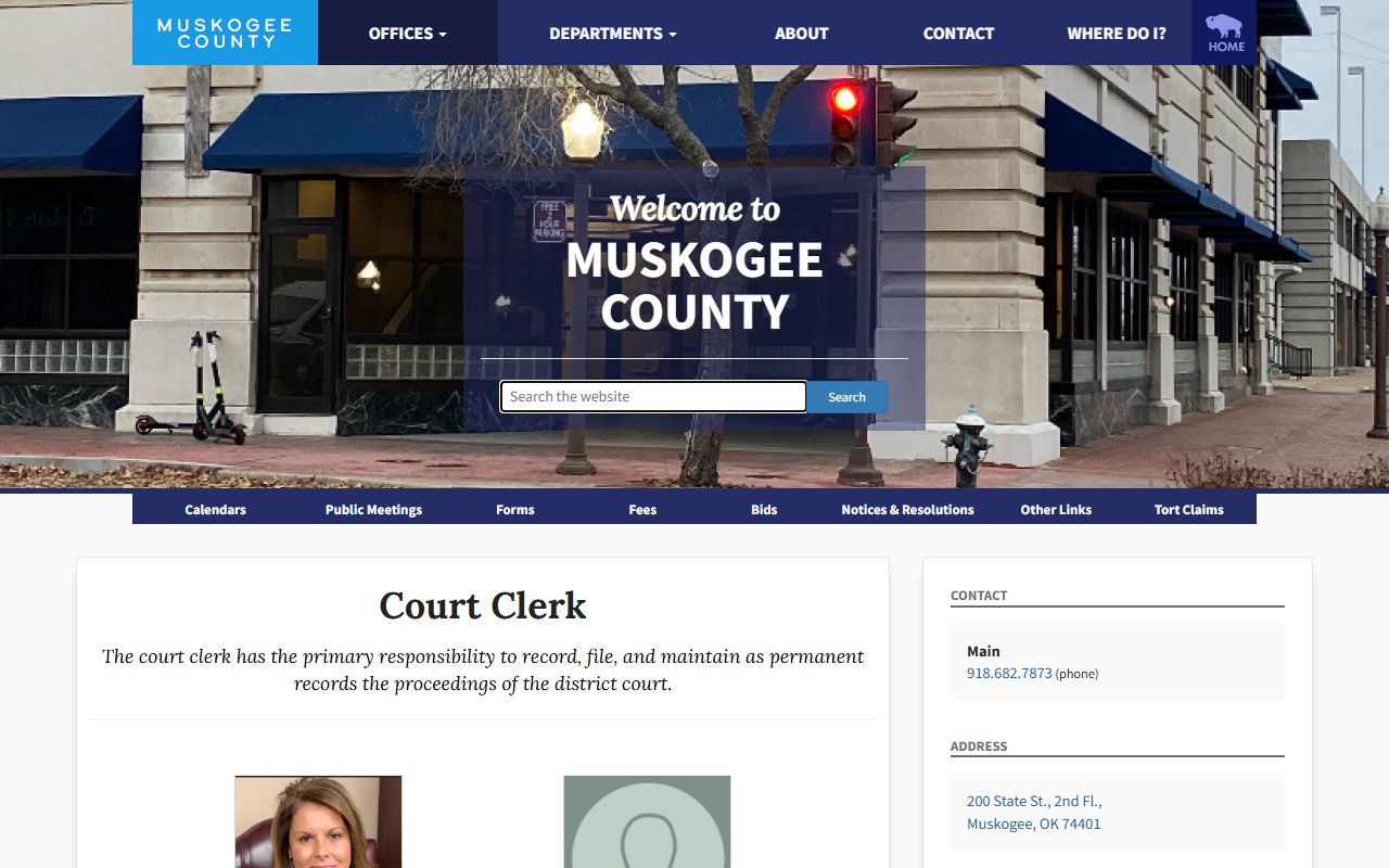 Muskogee County Court Clerk court records after jail arrest office page