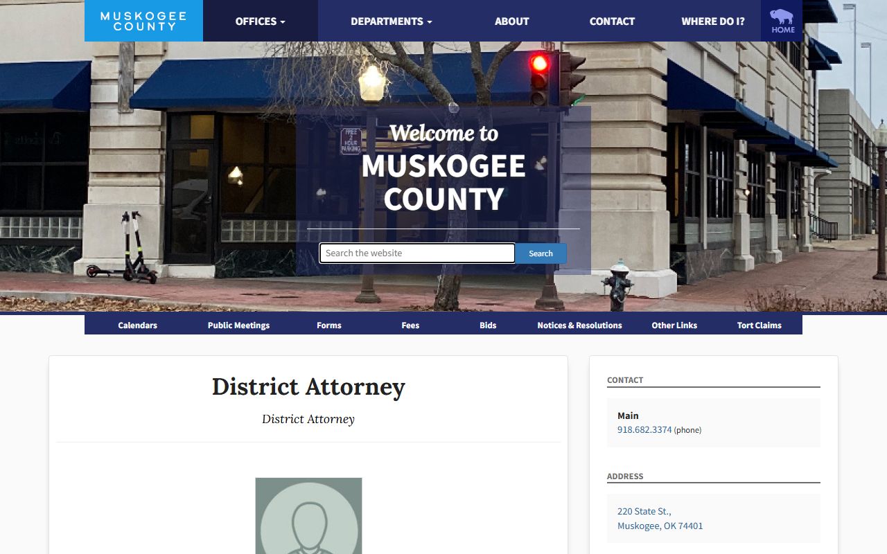 Muskogee County District Attorney court records after jail arrest contact page