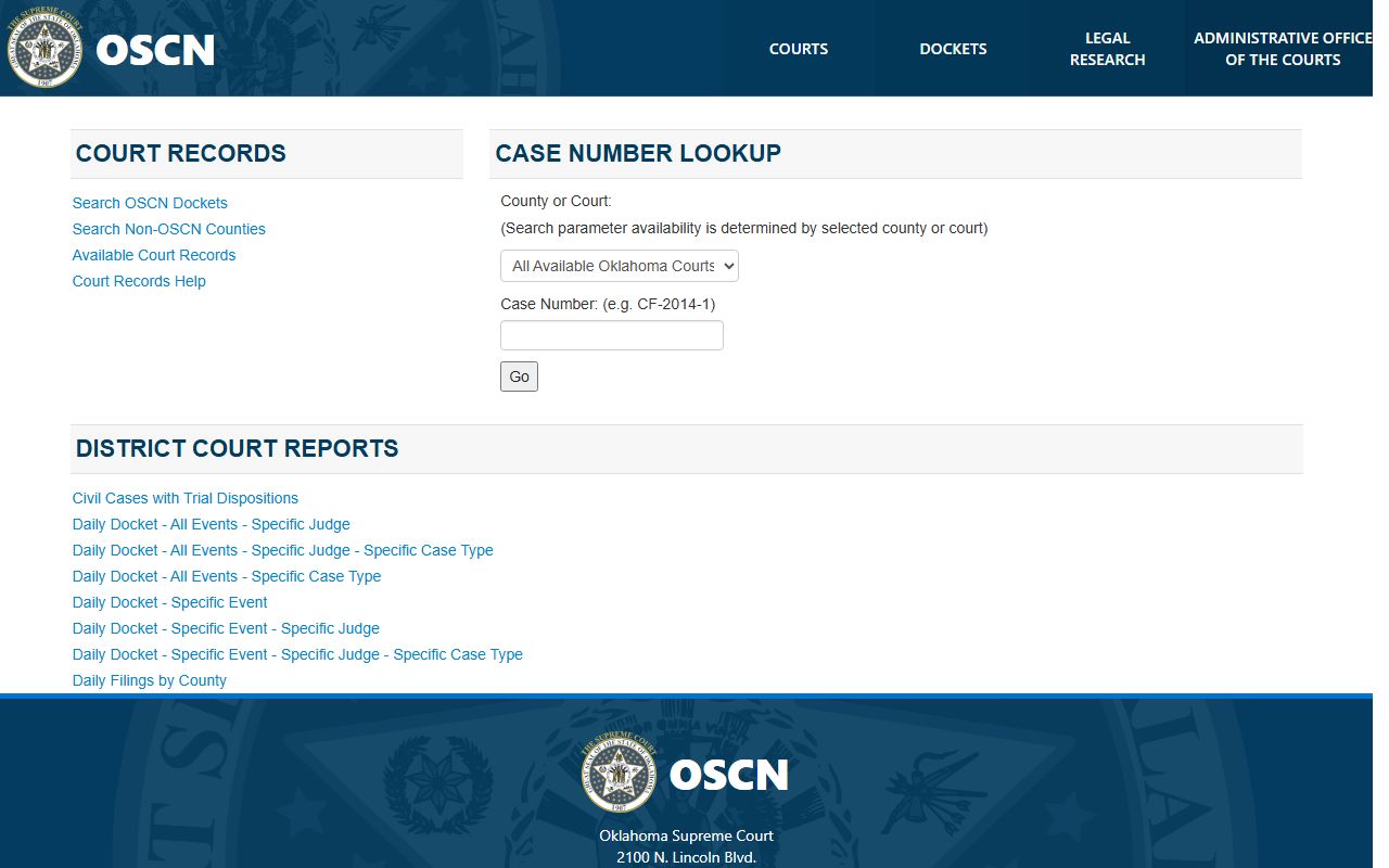 OSCN Muskogee County District Court case number lookup for court records after arrest